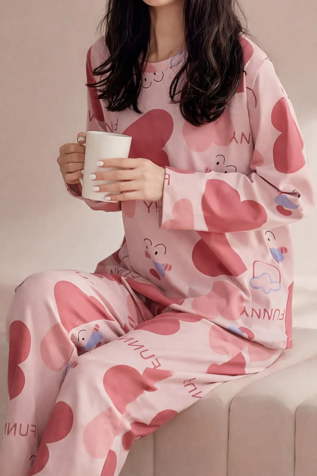 Pink All Over Big Hearts Night Suit For Her– Soft Feel, Cute Vibe