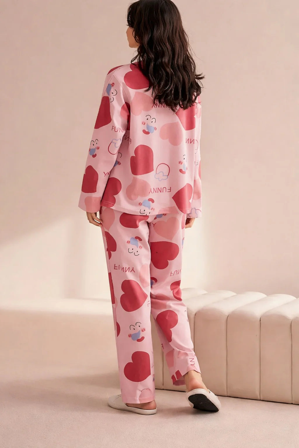 Pink All Over Big Hearts Night Suit For Her– Soft Feel, Cute Vibe