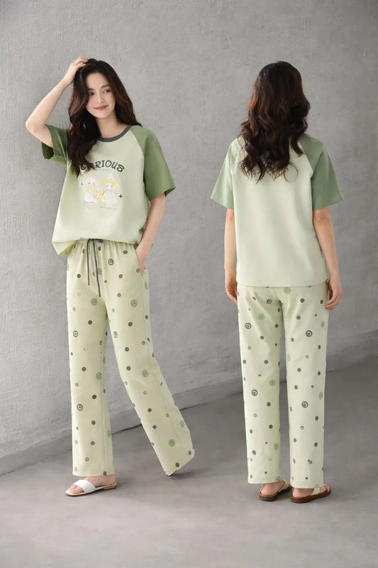 (NEW ) Olive Green Carious Printed Night Suit For her