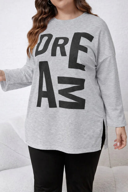 Grey Dreams Long Shirt With Black Trouser Night Suit For Her
