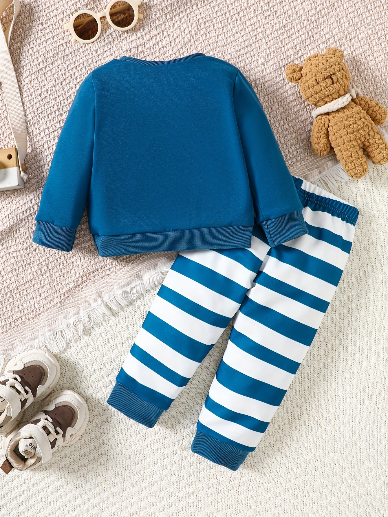 Blue Bear with stripes pajama Kids tracksuit