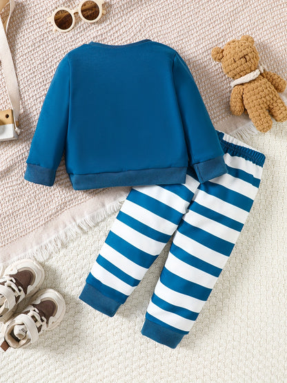 Blue Bear with stripes pajama Kids tracksuit