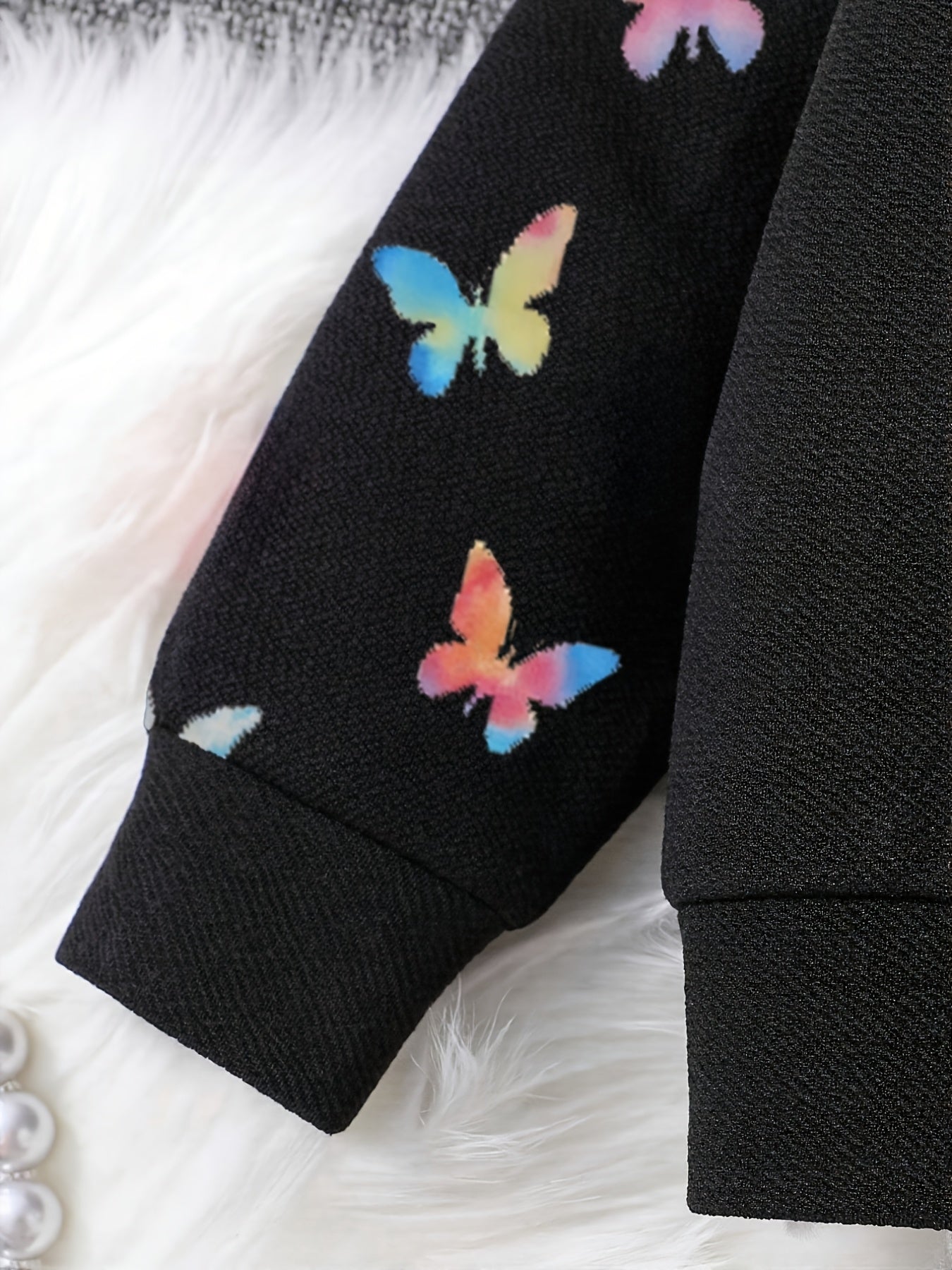 Black All Over Butterfly with Butterfly Printed pajama Little Trendsetter Stylish Winter Girls Tracksuit
