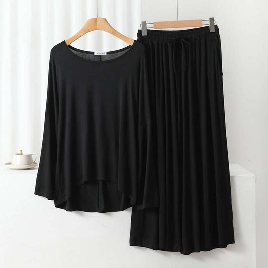 Black Loose Sleeves T-Shirt With Plazzo Trouser Suit