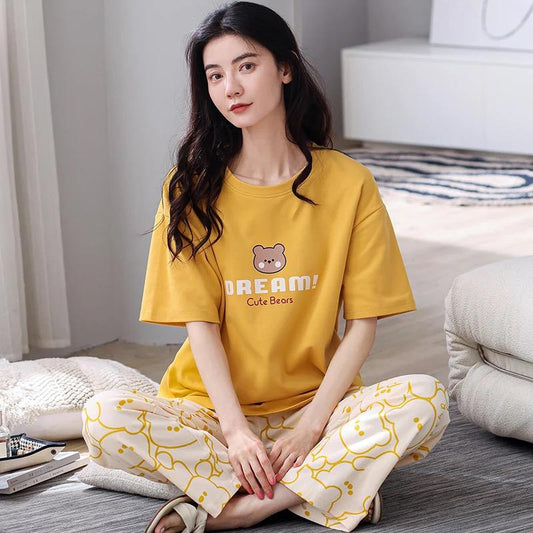 Yellow Dream Cute Bears Printed Night Suit (SP-12)