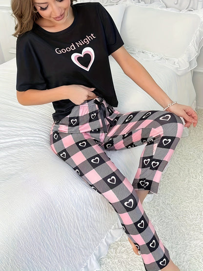 Cozy Heartbeats – Black Printed Nightwear (RB-406)