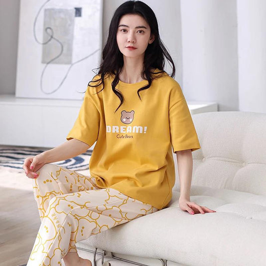 Yellow Dream Cute Bears Printed Night Suit (SP-12)