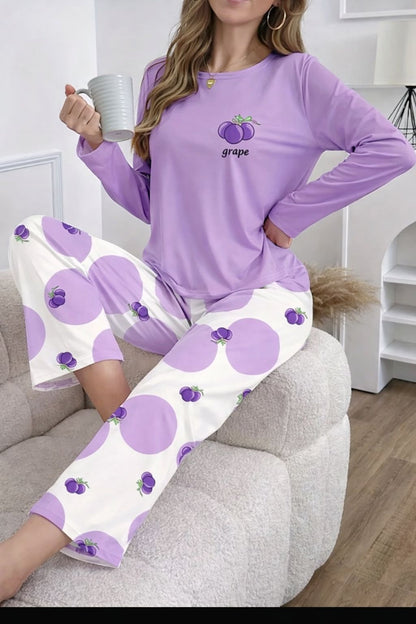 Lilac Graps Printed Full Sleeves– Soft Feel, Cute Vibe